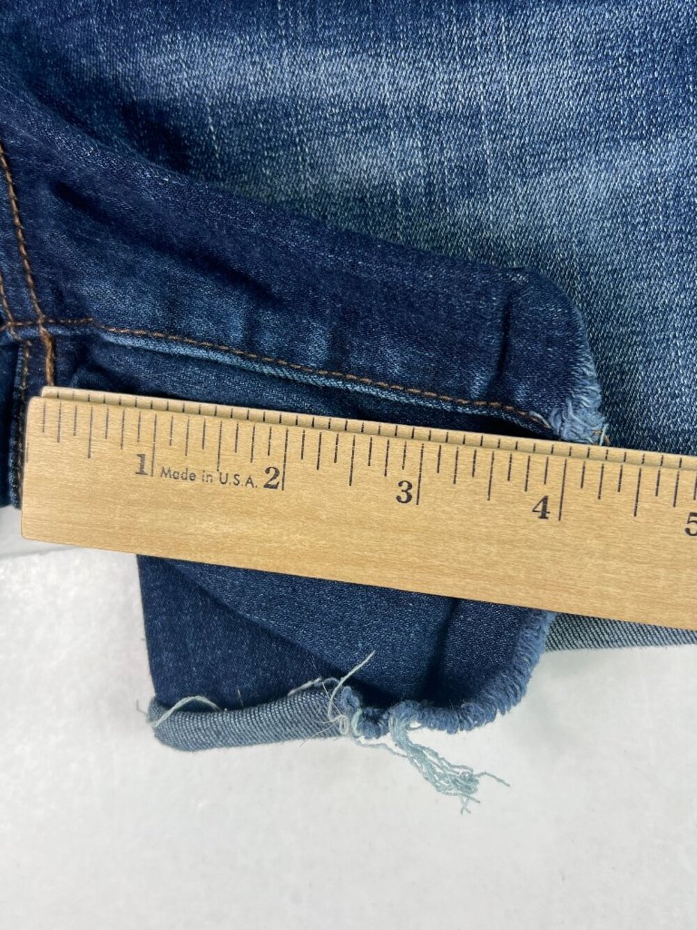 American Eagle Short Women 35* High Rise Shortie Blue Cut Offs Denim Jort Tag 16 - Picture 13 of 16